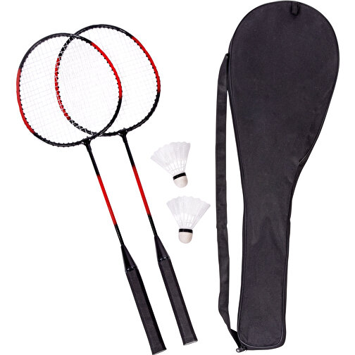 Badminton-Set SMASH , rot, schwarz, Eisen / Kunststoff, 66,00cm x 2,70cm x 21,00cm (Länge x Höhe x Breite), Bild 1