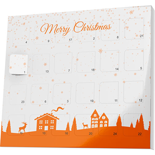 XS Adventskalender Weihnachtsdorf , M&M\'s, weiß / orange, Vollkartonhülle, weiß, 1,60cm x 12,00cm x 14,00cm (Länge x Höhe x Breite), Bild 1