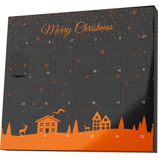 XS Adventskalender Weihnachtsdorf , Brandt, schwarz / orange, Vollkartonhülle, weiß, 1,60cm x 12,00cm x 14,00cm (Länge x Höhe x Breite), Bild 1