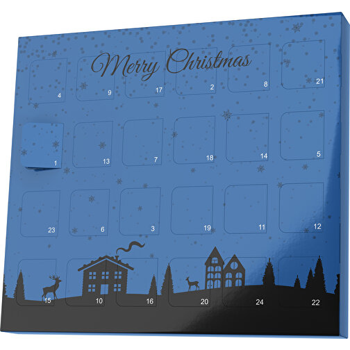 XS Adventskalender Weihnachtsdorf , Brandt, dunkelblau / schwarz, Vollkartonhülle, weiß, 1,60cm x 12,00cm x 14,00cm (Länge x Höhe x Breite), Bild 1