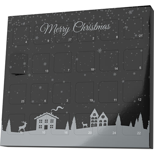 XS Adventskalender Weihnachtsdorf , Brandt, schwarz / silber, Vollkartonhülle, weiss, 1,60cm x 12,00cm x 14,00cm (Länge x Höhe x Breite), Bild 1