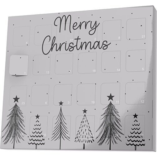 XS Adventskalender Merry Christmas Tanne , M&M\'s, hellgrau / schwarz, Vollkartonhülle, weiß, 1,60cm x 12,00cm x 14,00cm (Länge x Höhe x Breite), Bild 1