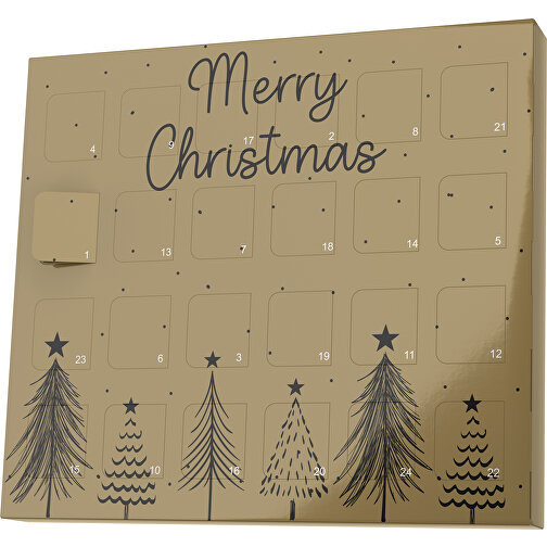 XS Adventskalender Merry Christmas Tanne , M&M\'s, gold / schwarz, Vollkartonhülle, weiß, 1,60cm x 12,00cm x 14,00cm (Länge x Höhe x Breite), Bild 1