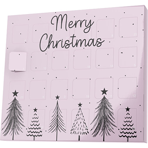 XS Adventskalender Merry Christmas Tanne , M&M\'s, zartrosa / schwarz, Vollkartonhülle, weiß, 1,60cm x 12,00cm x 14,00cm (Länge x Höhe x Breite), Bild 1