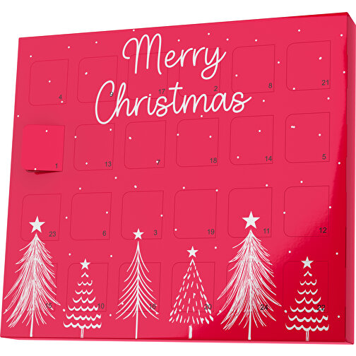 XS Adventskalender Merry Christmas Tanne , Brandt, ampelrot / weiß, Vollkartonhülle, weiß, 1,60cm x 12,00cm x 14,00cm (Länge x Höhe x Breite), Bild 1