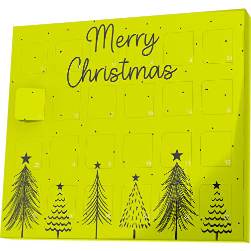 XS Adventskalender Merry Christmas Tanne , M&M\'s, hellgrün / schwarz, Vollkartonhülle, weiß, 1,60cm x 12,00cm x 14,00cm (Länge x Höhe x Breite), Bild 1