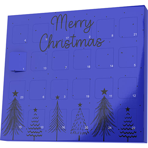 XS Adventskalender Merry Christmas Tanne , M&M\'s, blau / schwarz, Vollkartonhülle, weiß, 1,60cm x 12,00cm x 14,00cm (Länge x Höhe x Breite), Bild 1