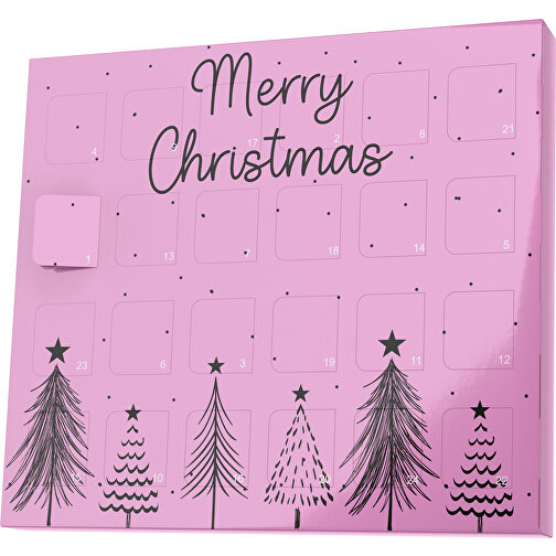 XS Adventskalender Merry Christmas Tanne , M&M\'s, rosa / schwarz, Vollkartonhülle, weiß, 1,60cm x 12,00cm x 14,00cm (Länge x Höhe x Breite), Bild 1