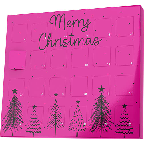 XS Adventskalender Merry Christmas Tanne , M&M\'s, pink / schwarz, Vollkartonhülle, weiß, 1,60cm x 12,00cm x 14,00cm (Länge x Höhe x Breite), Bild 1