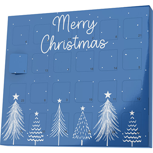 XS Adventskalender Merry Christmas Tanne , M&M\'s, dunkelblau / weiss, Vollkartonhülle, weiss, 1,60cm x 12,00cm x 14,00cm (Länge x Höhe x Breite), Bild 1