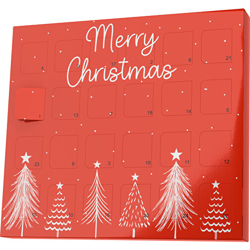 XS Adventskalender Merry Christmas Tanne , M&M\'s, rot / weiss, Vollkartonhülle, weiss, 1,60cm x 12,00cm x 14,00cm (Länge x Höhe x Breite), Bild 1