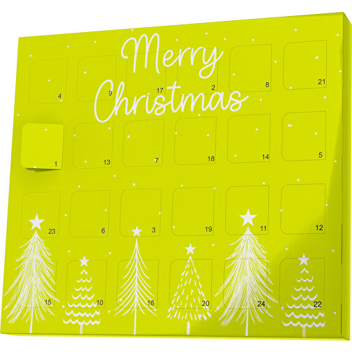XS Adventskalender Merry Christmas Tanne , M&M\'s, hellgrün / weiss, Vollkartonhülle, weiss, 1,60cm x 12,00cm x 14,00cm (Länge x Höhe x Breite), Bild 1