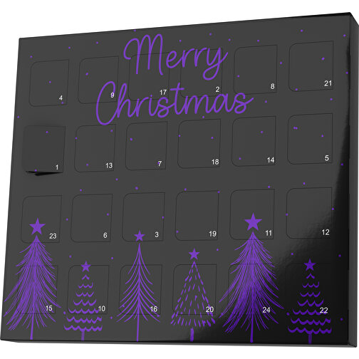 XS Adventskalender Merry Christmas Tanne , M&M\'s, schwarz / violet, Vollkartonhülle, weiß, 1,60cm x 12,00cm x 14,00cm (Länge x Höhe x Breite), Bild 1
