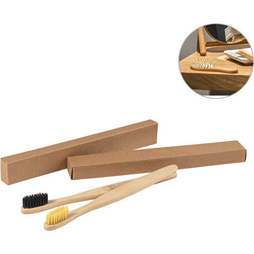 DELANY. Zahnbürste Mit Bambuskörper Und Nylon-Borstel , schwarz, Bambus und Nylon, 1,00cm (Höhe), Bild 2
