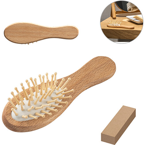 DERN. Spazzola per capelli in legno con setole di bambù, Immagine 2