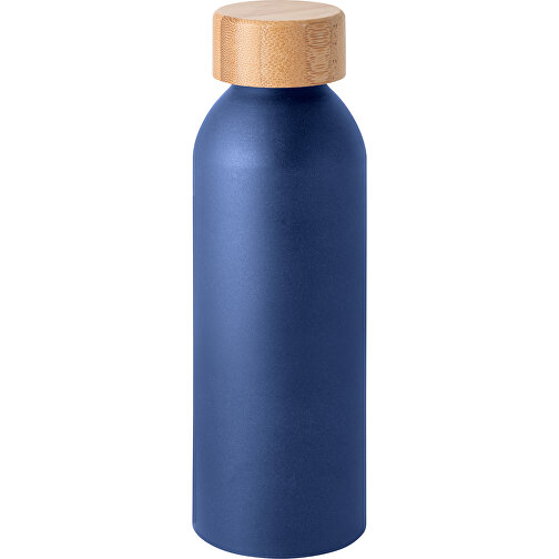 QUETA. Aluminiumflasche Mit Bambusdeckel 550 Ml , dunkelblau, Aluminium. Bambus, 1,00cm (Höhe), Bild 1