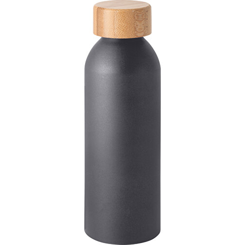 QUETA. Aluminiumflasche Mit Bambusdeckel 550 Ml , dunkelgrau, Aluminium. Bambus, 1,00cm (Höhe), Bild 1