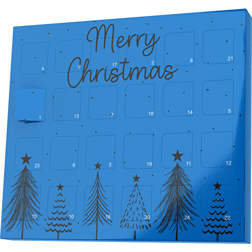 XS Adventskalender Merry Christmas Tanne , Brandt, kobaltblau / schwarz, Vollkartonhülle, weiss, 1,60cm x 12,00cm x 14,00cm (Länge x Höhe x Breite), Bild 1