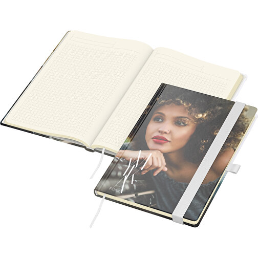 Notizbuch Match-Book Creme Bestseller A5 Cover-Star Matt-individuell, Weiß , weiß, 21,00cm x 14,80cm (Länge x Breite), Bild 1