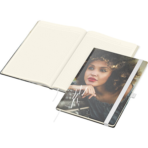 Notizbuch Match-Book Creme Bestseller A4 Cover-Star Matt-individuell, Weiß , weiß, 29,70cm x 21,00cm (Länge x Breite), Bild 1