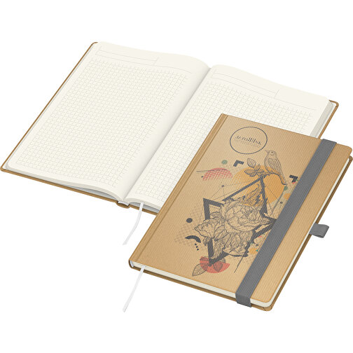 Notebook Match-Book Cream Beseller Natura brown A4, silvergrå, Bild 1