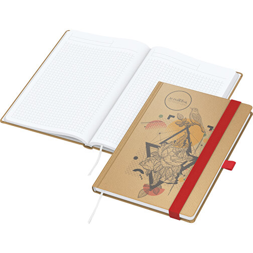 Notisbok Match-Book Hvit bestselger A4, naturbrun, rød, Bilde 1