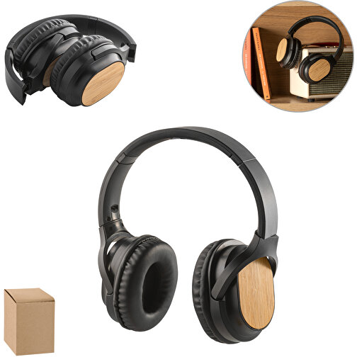 GOULD. Kabellose Kopfhörer Aus Bambus Und ABS Mit BT 5´0-Übertragung , schwarz, Bambus. ABS, 1,00cm (Höhe), Bild 6