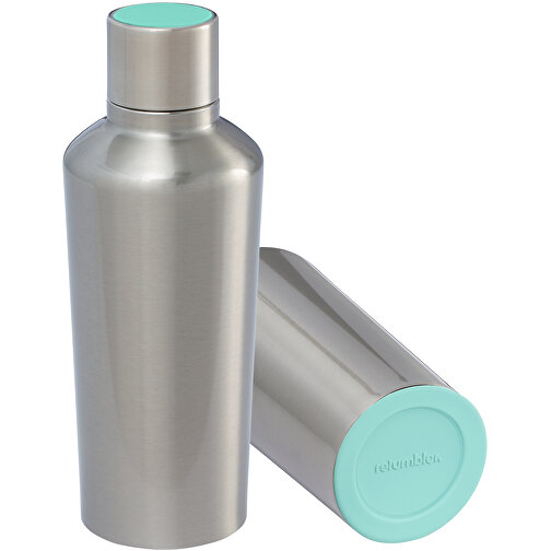 Thermotrinkflasche RETUMBLER-myDRINQEO 500 , Retumbler, silber / mint / mint, Edelstahl, Kunststoff, Silikon, 8,40cm x 22,25cm x 8,40cm (Länge x Höhe x Breite), Bild 1