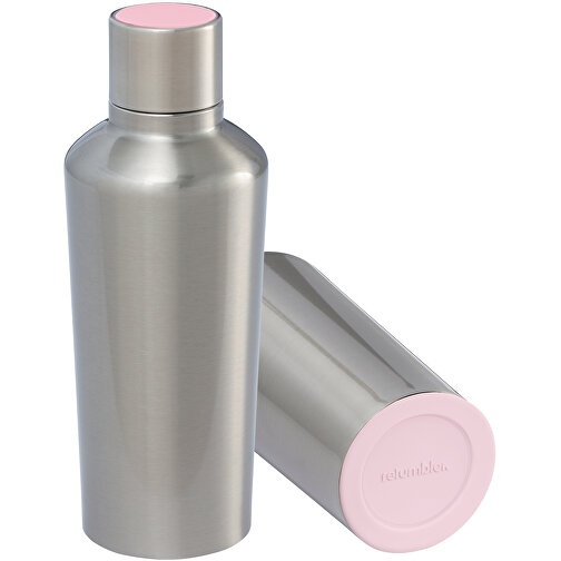 Thermotrinkflasche RETUMBLER-myDRINQEO 500 , Retumbler, silber / rosa, Edelstahl, Kunststoff, Silikon, 8,40cm x 22,25cm x 8,40cm (Länge x Höhe x Breite), Bild 1