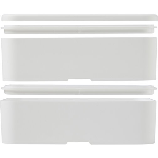 MIYO Doppel-Lunchbox , weiss / weiss / schwarz, PP Kunststoff, 18,00cm x 11,30cm x 11,00cm (Länge x Höhe x Breite), Bild 7