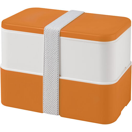 MIYO Doppel-Lunchbox , orange / weiß / weiß, PP Kunststoff, 18,00cm x 11,30cm x 11,00cm (Länge x Höhe x Breite), Bild 1