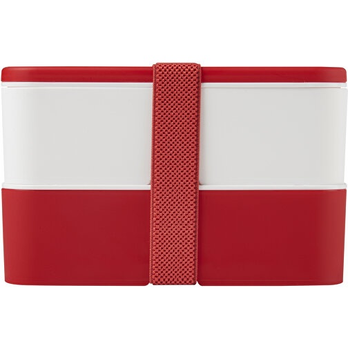 MIYO Doppel-Lunchbox , rot / weiss / rot, PP Kunststoff, 18,00cm x 11,30cm x 11,00cm (Länge x Höhe x Breite), Bild 3