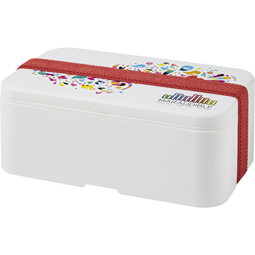MIYO Lunchbox , weiß / rot, PP Kunststoff, 18,00cm x 6,00cm x 11,00cm (Länge x Höhe x Breite), Bild 2
