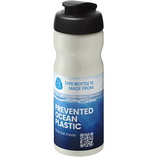 H2O Active® Eco Base 650 Ml Sportflasche Mit Klappdeckel , elfenbeinweiß / schwarz, PCR Kunststoff, PP Kunststoff, 22,10cm (Höhe), Bild 2