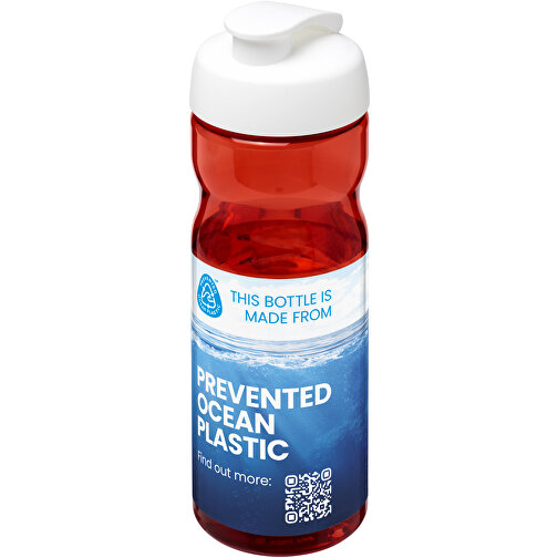 H2O Active® Eco Base 650 Ml Sportflasche Mit Klappdeckel , rot / weiß, PCR Kunststoff, PP Kunststoff, 22,10cm (Höhe), Bild 2