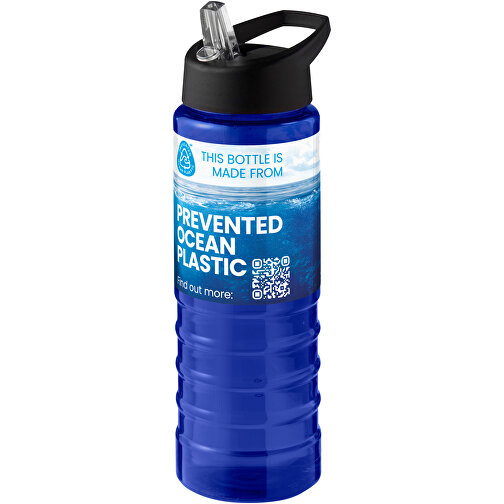 H2O Active® Eco Treble 750 Ml Sportflasche Mit Stülpdeckel , blau / schwarz, PCR Kunststoff, 72% PP Kunststoff, 17% SAN Kunststoff, 11% PE Kunststoff, 22,80cm (Höhe), Bild 2