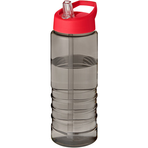 H2O Active® Eco Treble 750 Ml Sportflasche Mit Stülpdeckel , kohle / rot, PCR Kunststoff, 72% PP Kunststoff, 17% SAN Kunststoff, 11% PE Kunststoff, 22,80cm (Höhe), Bild 1
