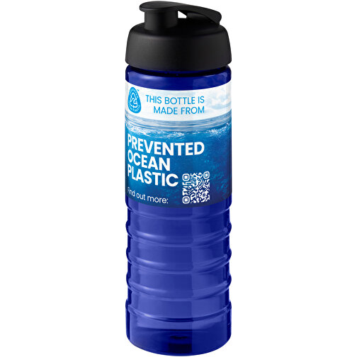 H2O Active® Eco Treble 750 Ml Sportflasche Mit Stülpdeckel , blau / schwarz, PCR Kunststoff, PP Kunststoff, 23,10cm (Höhe), Bild 2