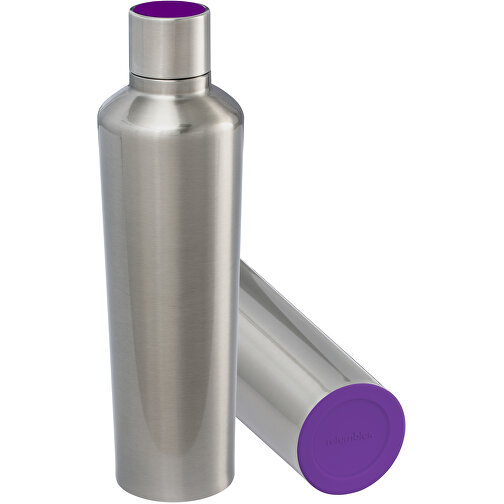 Thermotrinkflasche RETUMBLER-myDRINQEO 770 , Retumbler, silber / violett, Edelstahl, Kunststoff, Silikon, 8,40cm x 29,00cm x 8,40cm (Länge x Höhe x Breite), Bild 1
