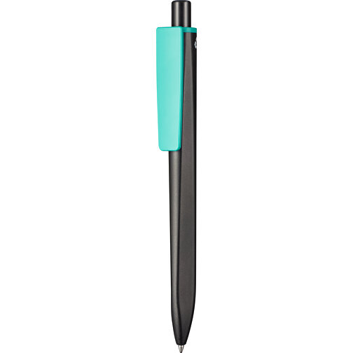 Kugelschreiber RIDGE SCHWARZ RECYCLED , Ritter-Pen, schwarz recycled/türkis recycled, ABS-Kunststoff, 141,00cm (Länge), Bild 1