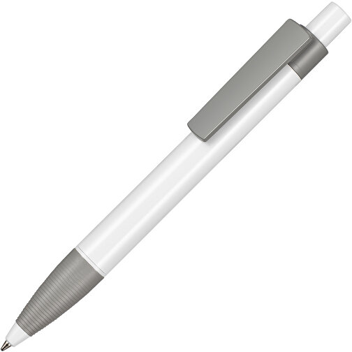 Kugelschreiber SCREEN , Ritter-Pen, weiss/stein-grau, ABS-Kunststoff, 145,00cm (Länge), Bild 2