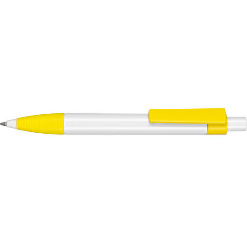 Kugelschreiber SCREEN , Ritter-Pen, weiss/zitronen-gelb, ABS-Kunststoff, 145,00cm (Länge), Bild 3