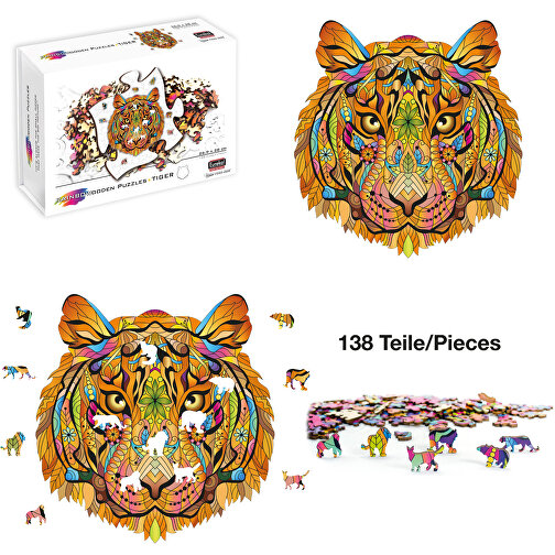 Teczowe drewniane puzzle Tygrys 138szt., Obraz 1