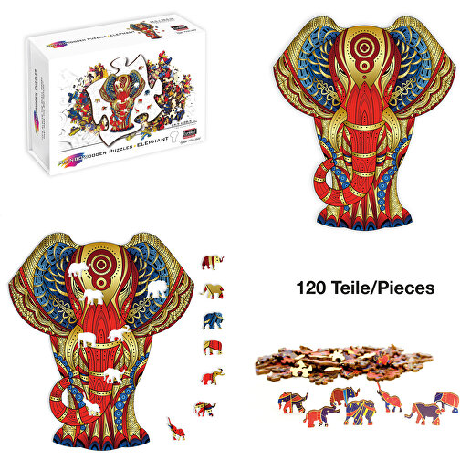 Puzzle di legno arcobaleno Elefante 120 pezzi., Immagine 1