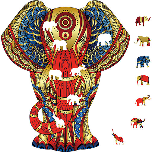 Rainbow Wooden Puzzle Elephant 120tlg. , , 28,50cm x 0,50cm x 24,00cm (Länge x Höhe x Breite), Bild 3