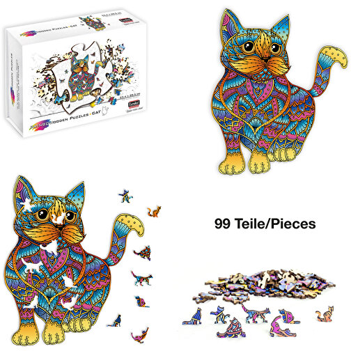 Rainbow Wooden Puzzle Cat (Chat) 99pcs., Image 1