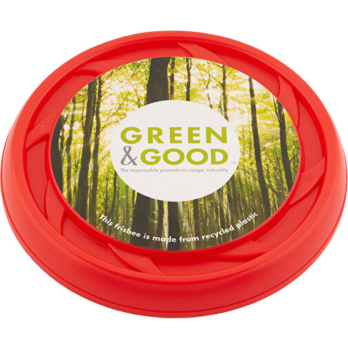 Frisbee Mit Digitaldruck - Recycelt , Green&Good, rot, recycelter Kunststoff, 2,40cm (Höhe), Bild 1