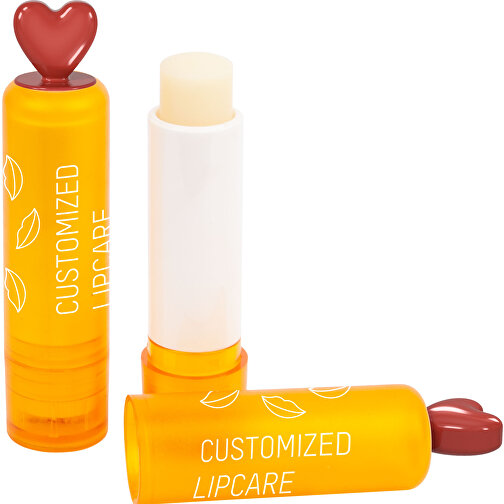 Lippenpflegestift 'Lipcare Heart' , gelb-orange, Kunststoff, 7,80cm (Höhe), Bild 1