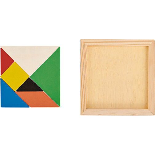 Tangram , holzfarben, Holz, M, 10,00cm x 0,60cm x 10,00cm (Länge x Höhe x Breite), Bild 3