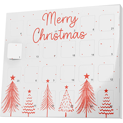 XS Adventskalender Merry Christmas Tanne , Brandt, weiß / rot, Vollkartonhülle, weiß, 1,60cm x 12,00cm x 14,00cm (Länge x Höhe x Breite), Bild 1